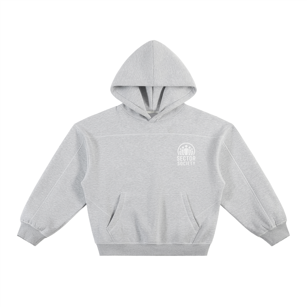 Contrast-Stitched Boxy Fleece Hoodie
